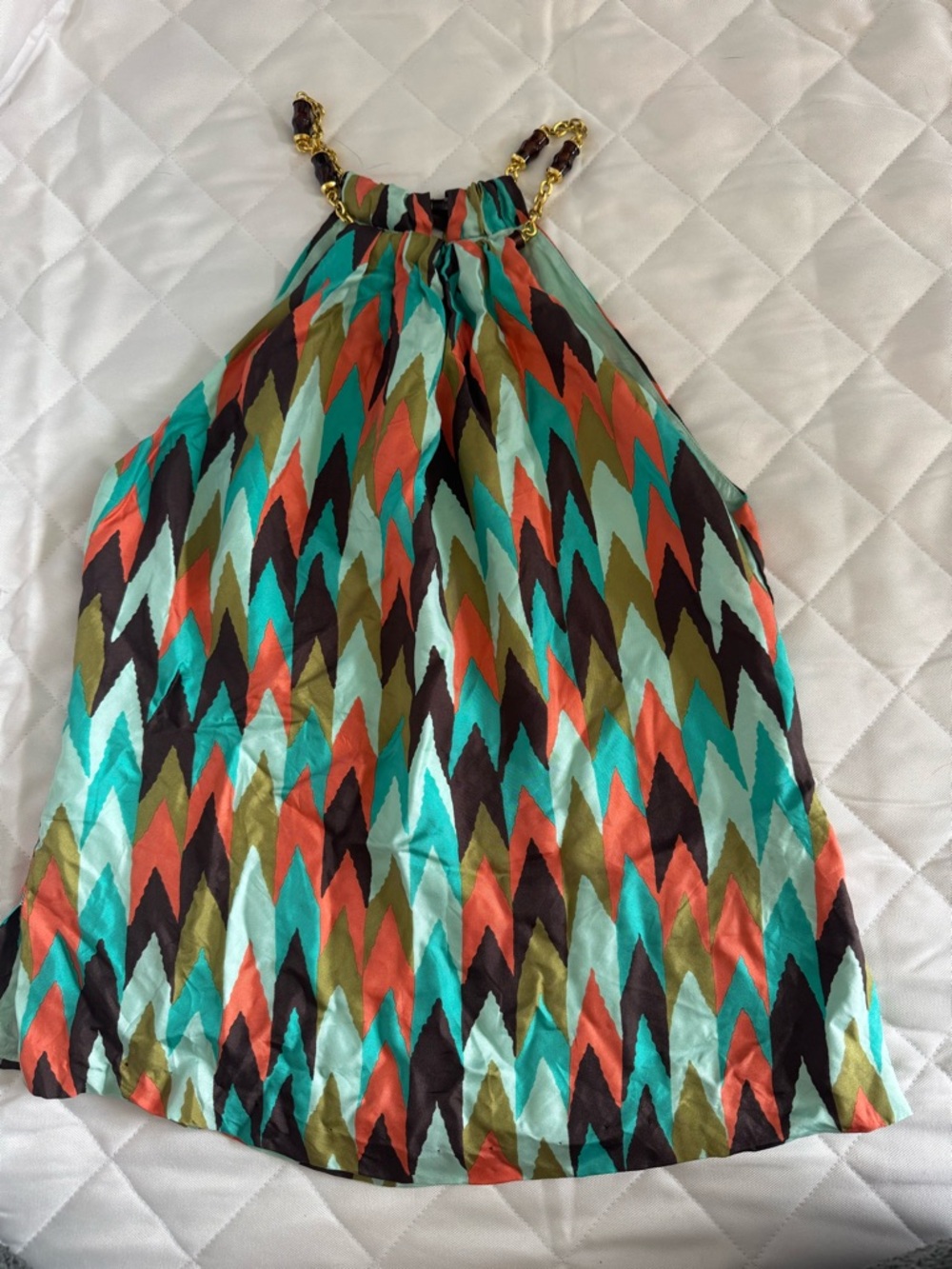 Milly Multicolor Chevron Halter tank with Gold Chain Straps